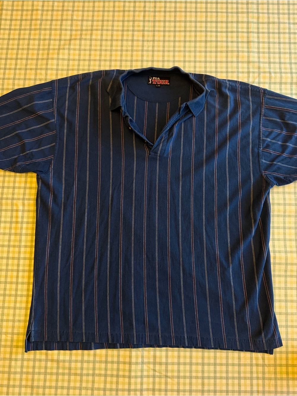 PGA TOUR Men’s Dark Blue Pinstripe Polo